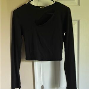 Fashion Nova Black Long Sleeve Crop Blouse